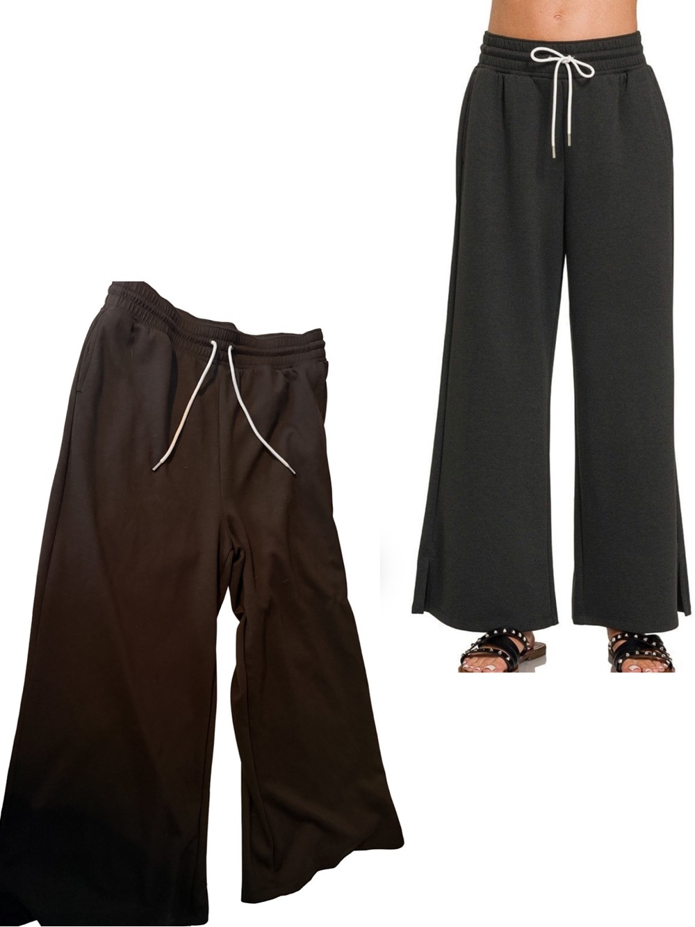 Zenana Outfitters Wide Leg Drawstring Pants in Black